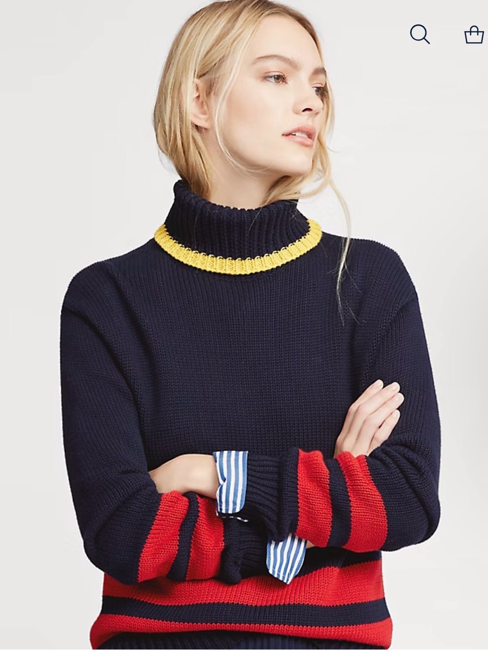 Polo by Ralph Lauren Navy Turtleneck Sweater with Red and Yellow Accents